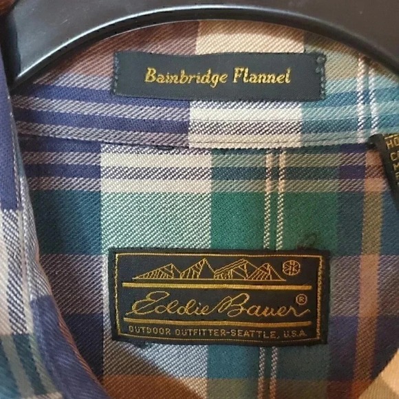 Eddie Bauer Bainbridge Flannel Plaid Long Sleeve Button Up Shirt Mens L - Picture 6 of 9